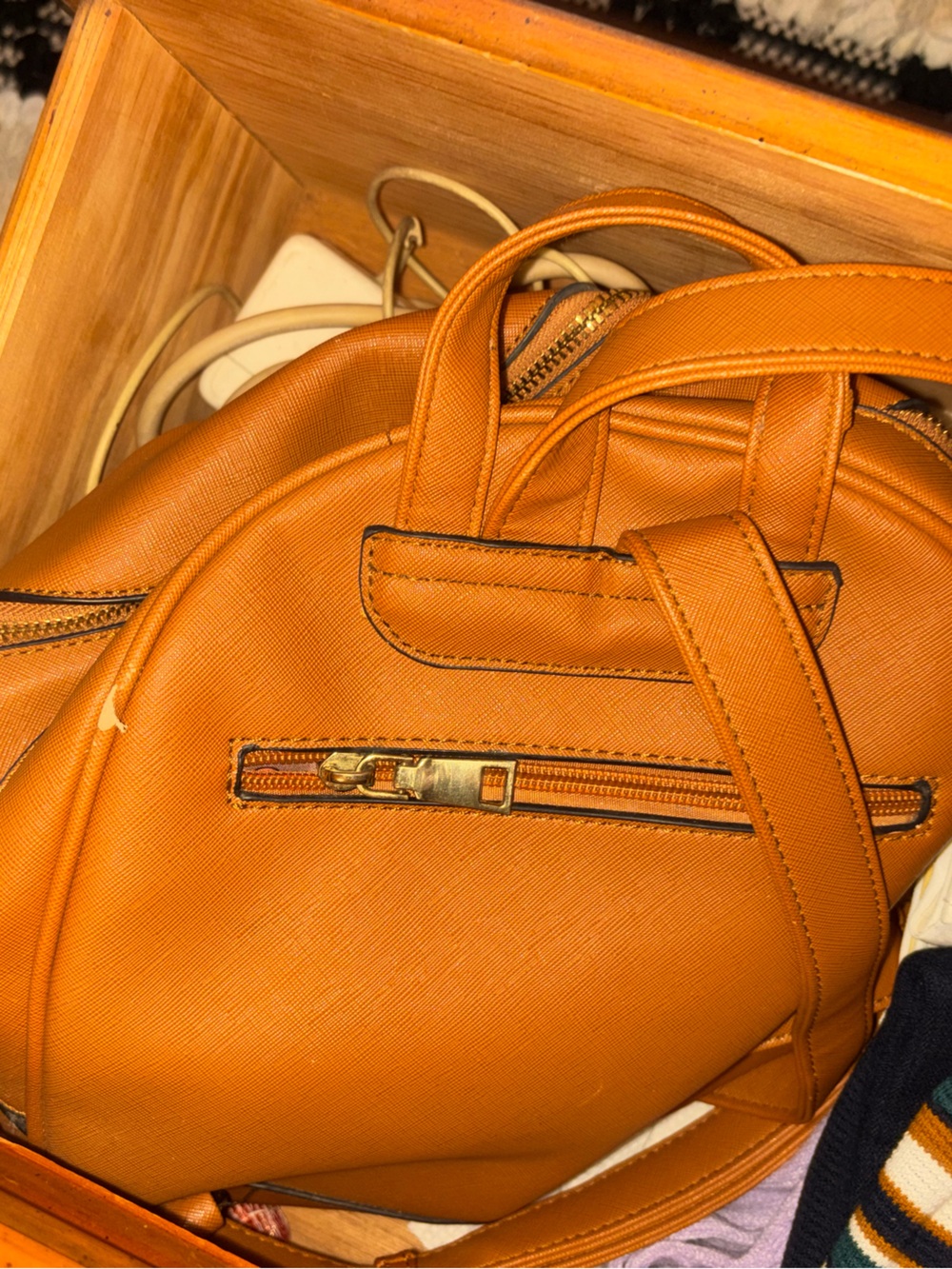 Brown Mini Backpack .